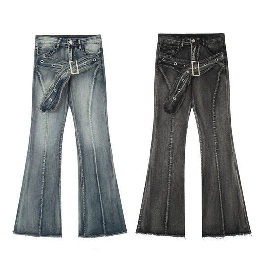 Pantalon en coton évasé pour femmes avec bord brut