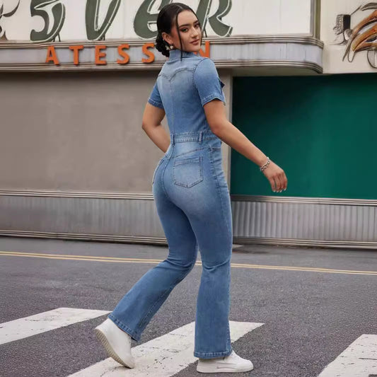 Combinaison en jean stretch avec taille élastique