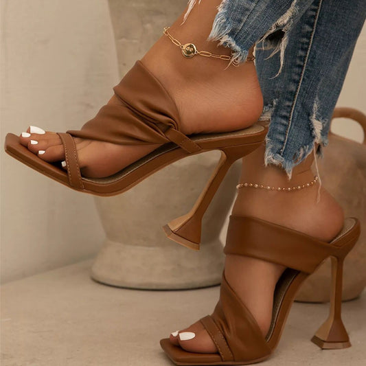 Sandales à talons hauts à bout carré pour femmes