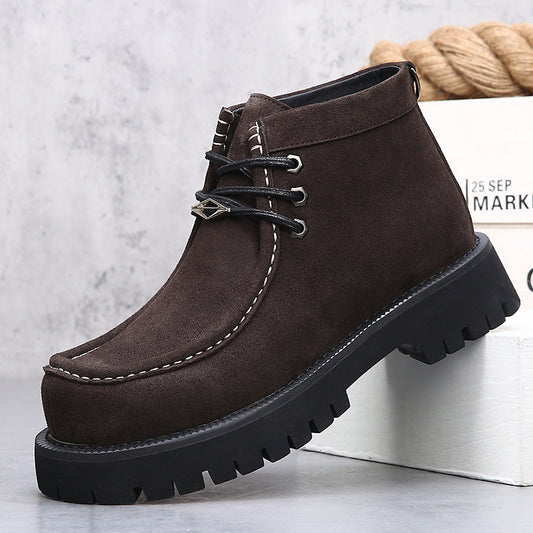 Bottes rétro pour hommes Martin en cuir véritable à plateforme