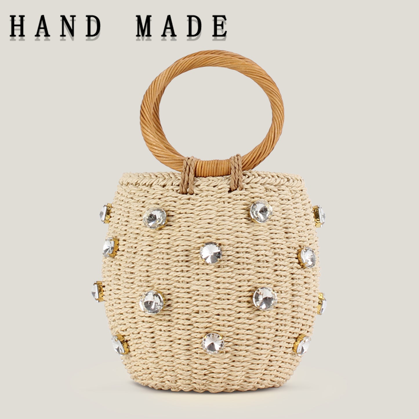 Sac cylindrique à main tissé en losange