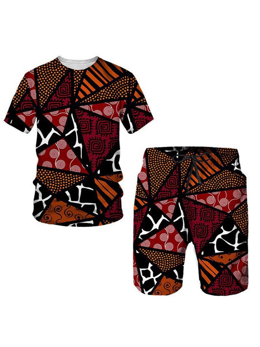 Ensemble T-shirt à manches courtes et short pour hommes en tissu africain