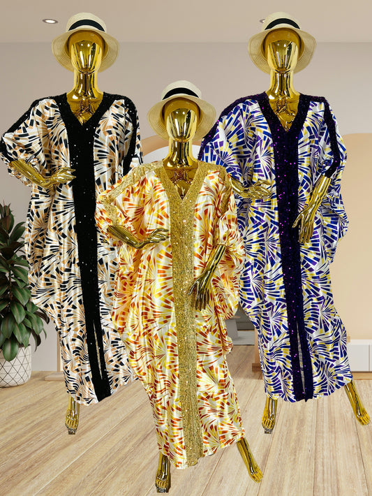Habit :Robe patchwork à sequins et col en V