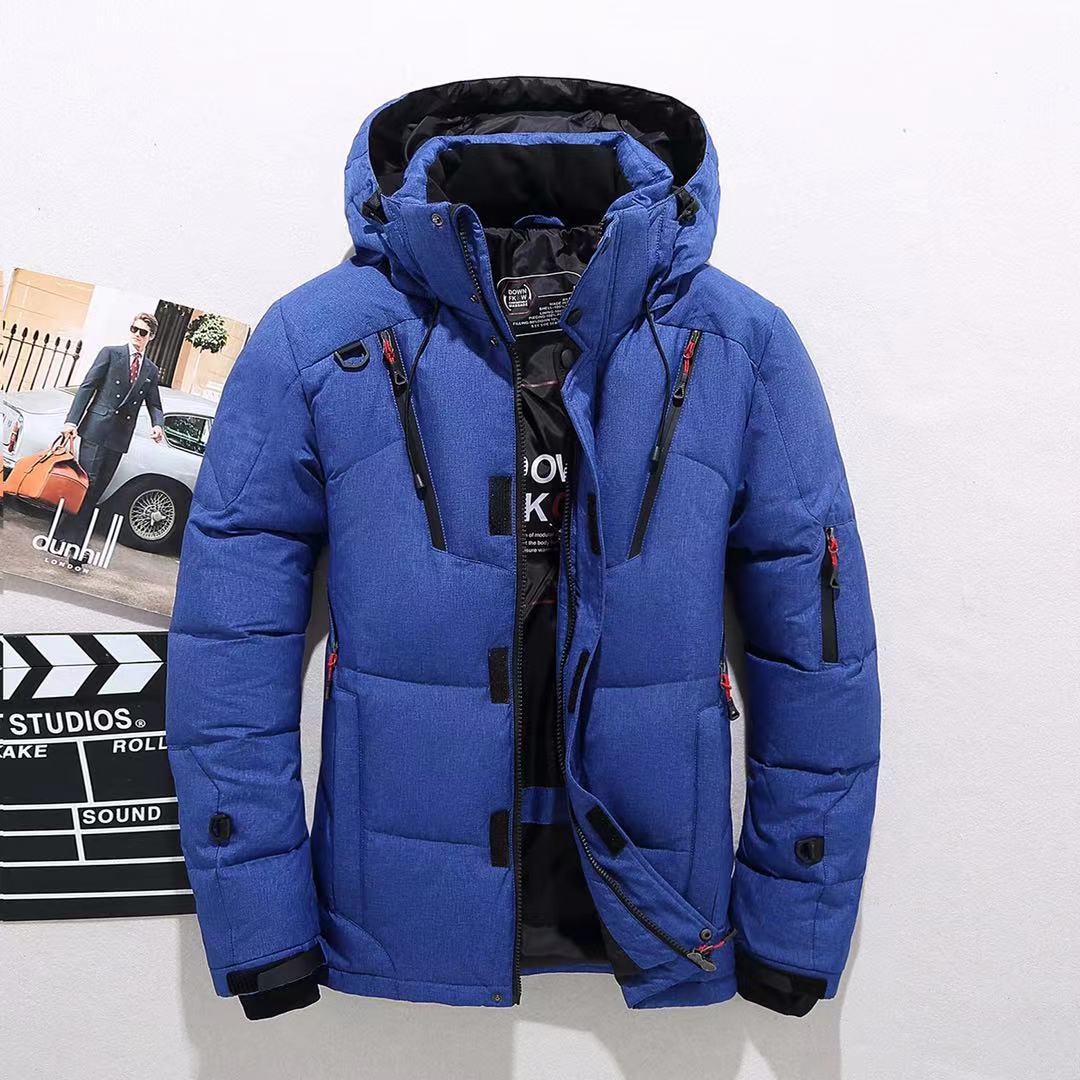Veste courte d'hiver pour hommes en duvet, décontractée, d'extérieur, épaissie, à capuche