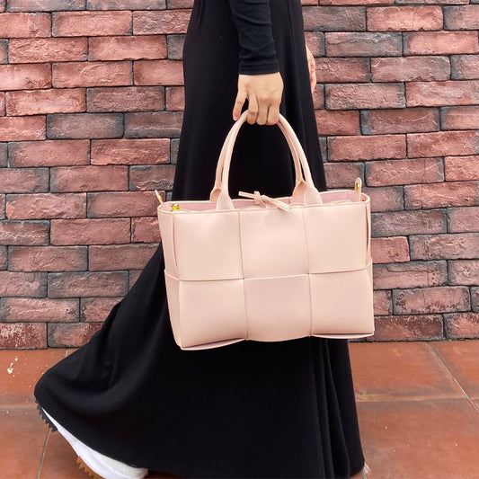 Sac fourre-tout tissé en cuir véritable