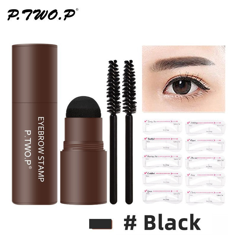 Kit de tampon de poudre à sourcils avec pinceau et crayon