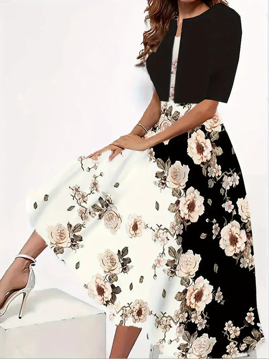 Ensemble de robe deux-pièces pour femmes à imprimé floral