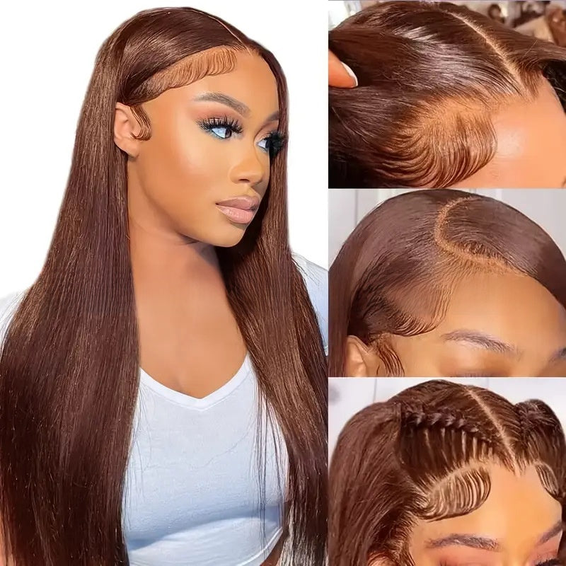 Perruque en cheveux humains lisses avec dentelle frontale