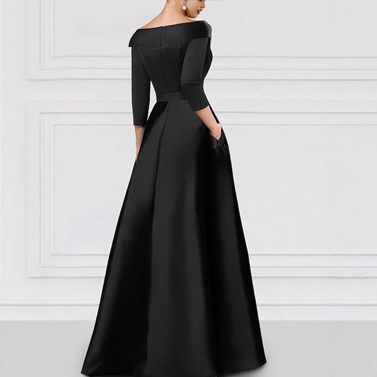 Robe de soirée élégante fendue avec décolleté en V
