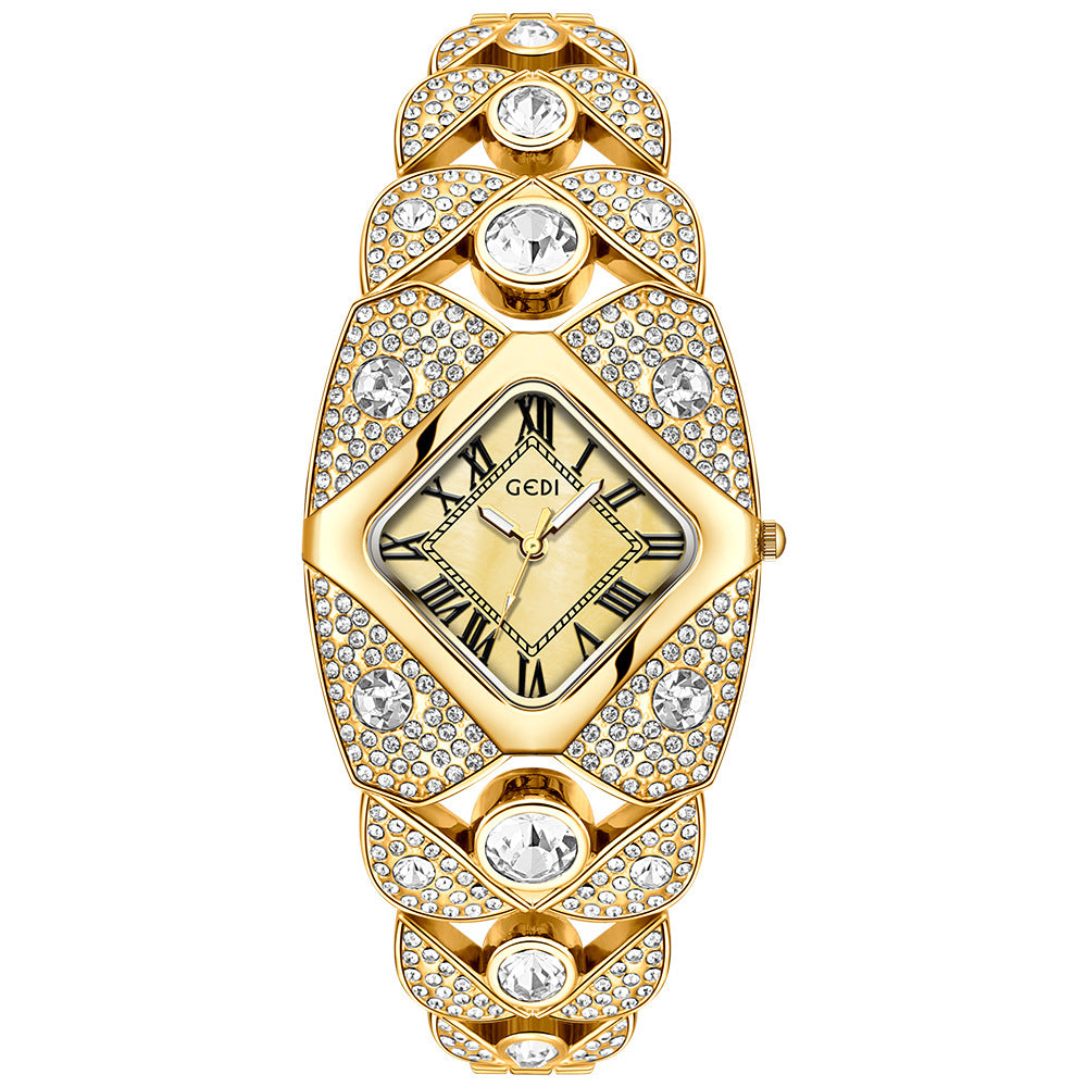 Montre femme bracelet rétro en diamant de luxe