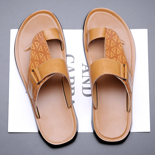 Sandales en cuir pour hommes à bout ouvert décontractées
