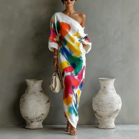 Ensemble robe et pantalon imprimés style français