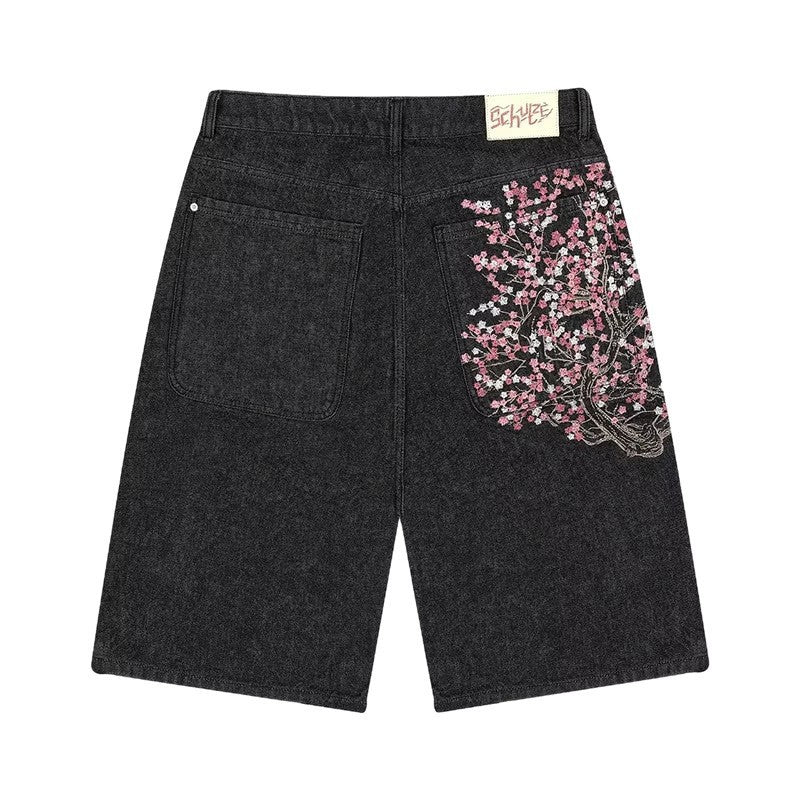 Jean brodé floral rétro