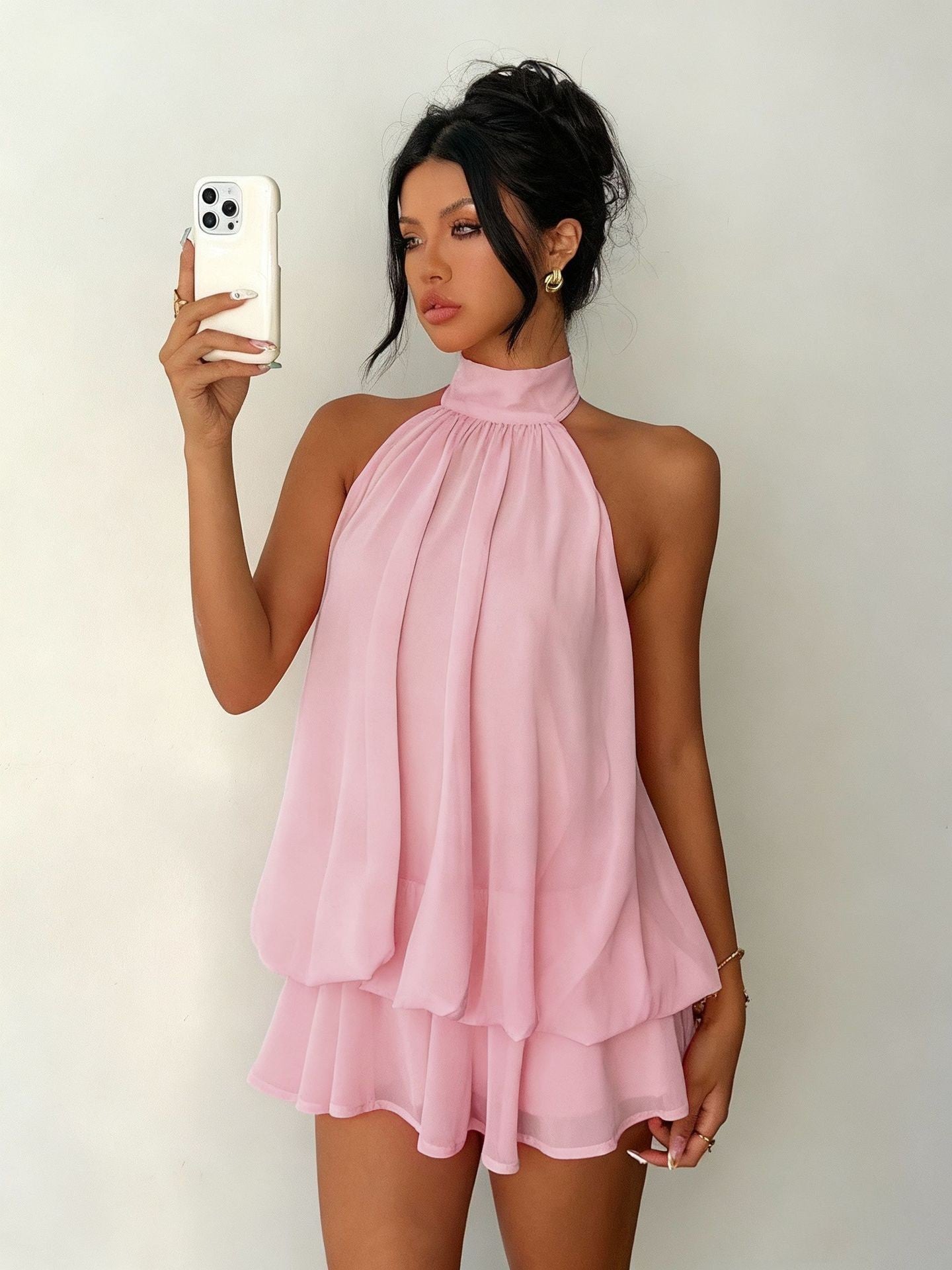 Robe femme à encolure américaine, taille haute, coupe A