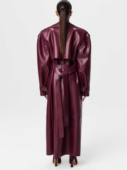 Manteau long rétro américain avec ceinture
