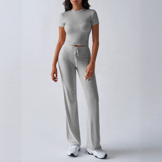 Ensemble pour femme décontracté avec pantalon et manches courtes