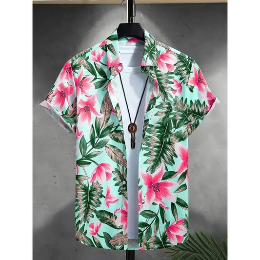 Chemise Homme Imprimée à Manches Courtes et Coupe Large
