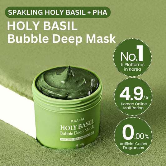 Masque pétillant à bulles au basilic sacré