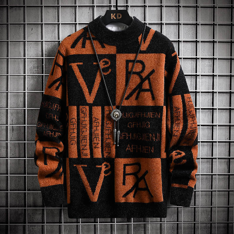 Pull en tricot pour hommes à rayures avec couleurs contrastantes