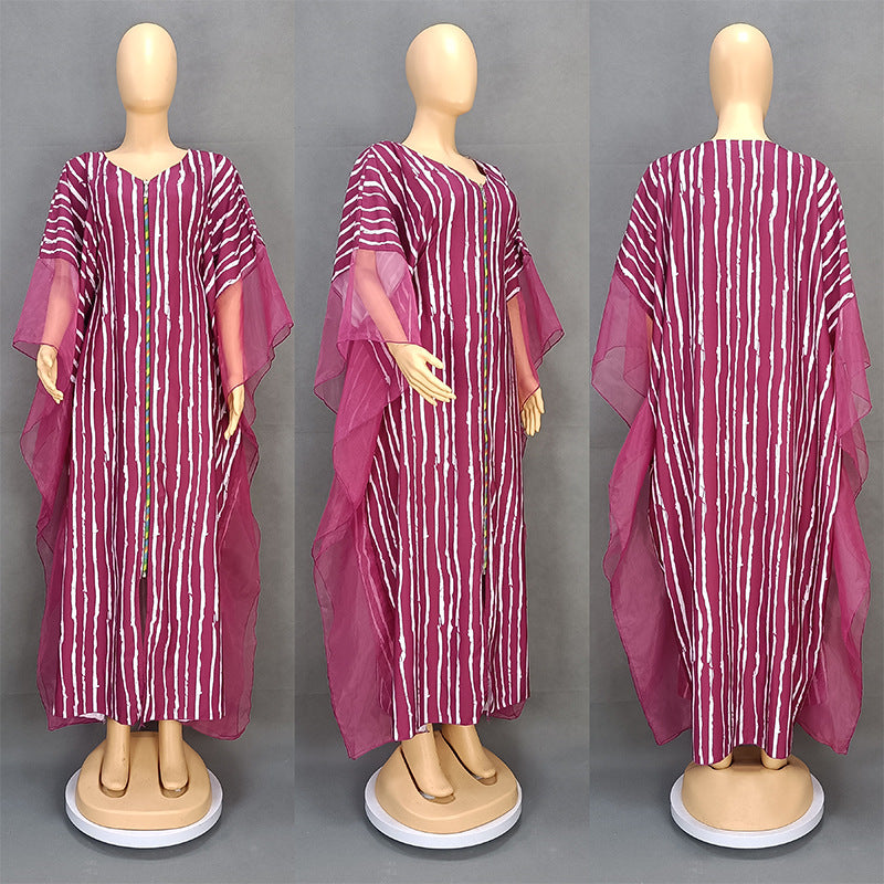 Habit :Robe trapèze rayée à col en V