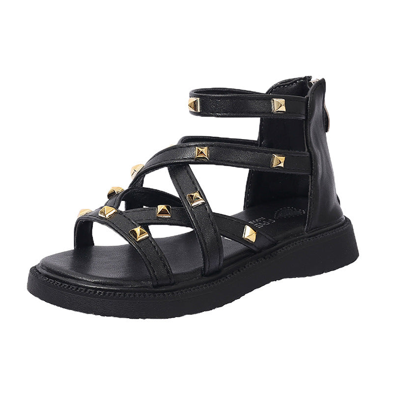 Sandales romaines pour filles, bout ouvert, mode