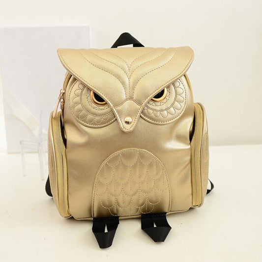 Sac à dos en similicuir PU avec motif chouette pour femmes