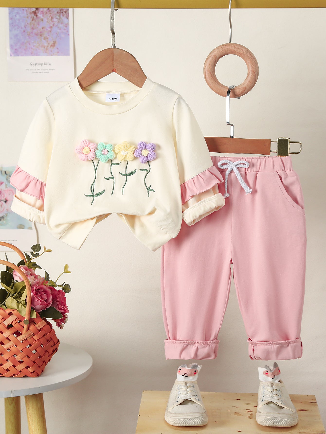 Pull à manches longues avec pantalon à motif floral