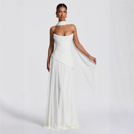 Robe de soirée élégante sans manches en tube