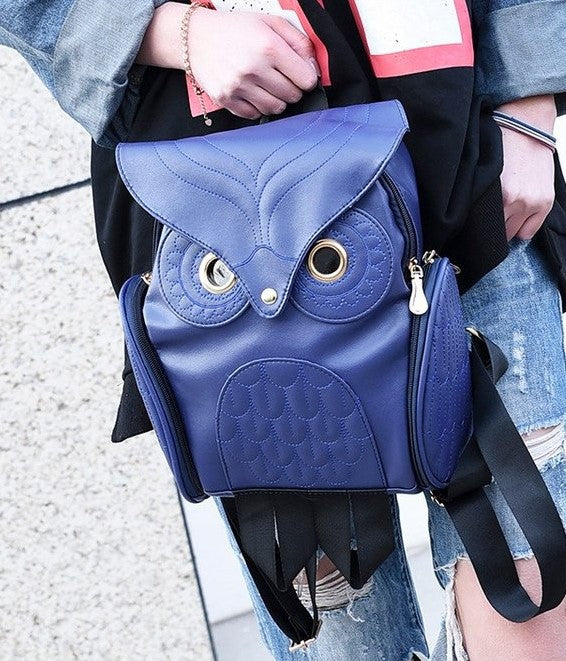 Sac à dos en similicuir PU avec motif chouette pour femmes