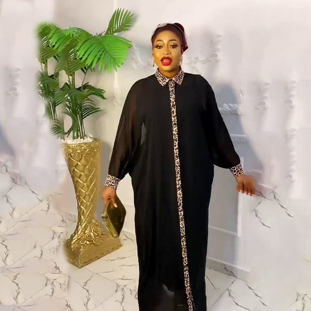 Robe ample à imprimé léopard et strass