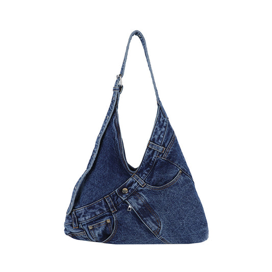 Sac cabas en toile denim avec bandoulière