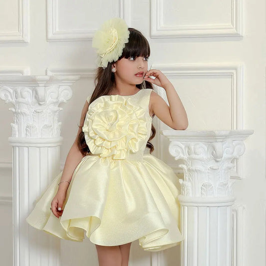 Girls Princess Party Dress with Floral Design