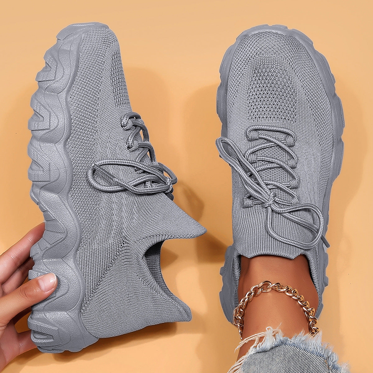 Chaussures de sport en mesh respirant pour femmes à enfiler
