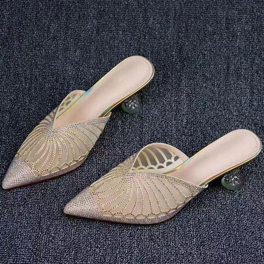 Chaussures: Sandales à talons aiguilles en cristal pour femmes