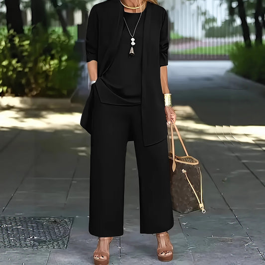 Ensemble décontracté : cardigan à manches longues, gilet et pantalon