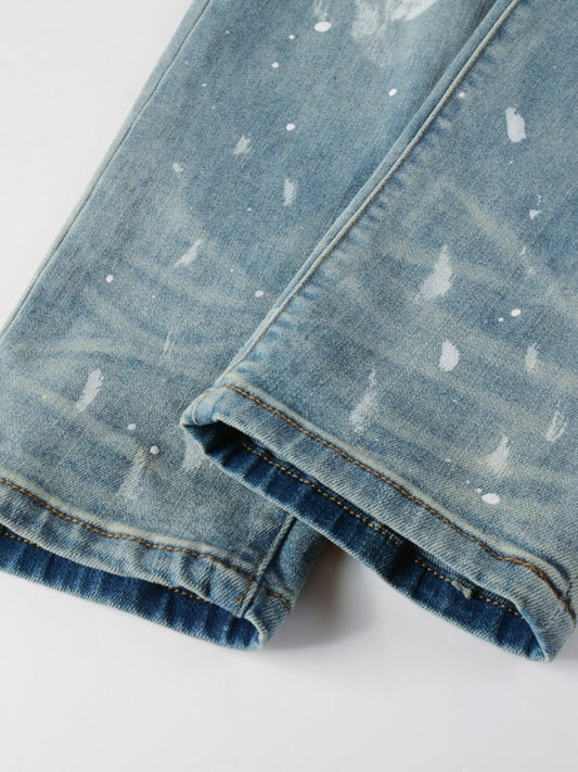 Jeans pour hommes slim fit délavés et usés