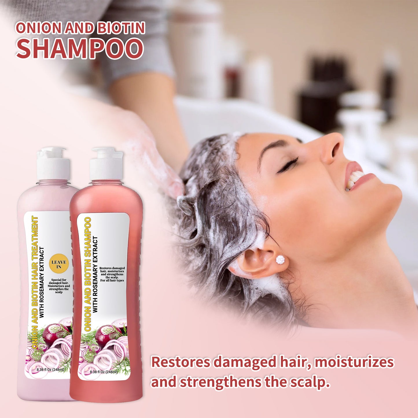 Shampooing à la Biotine d’Oignon et Ensemble de Soins Capillaires