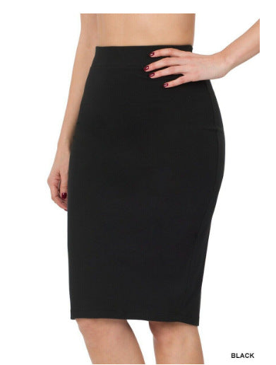 Jupe crayon taille haute à taille élastique et longueur genou