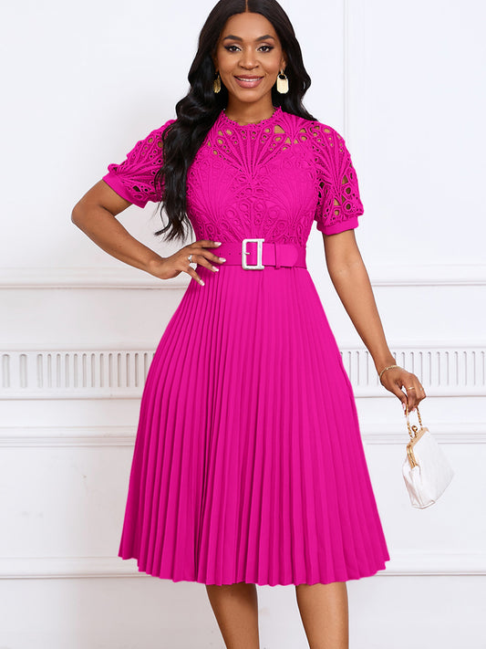 Robe à capuche plissée en dentelle pour femmes