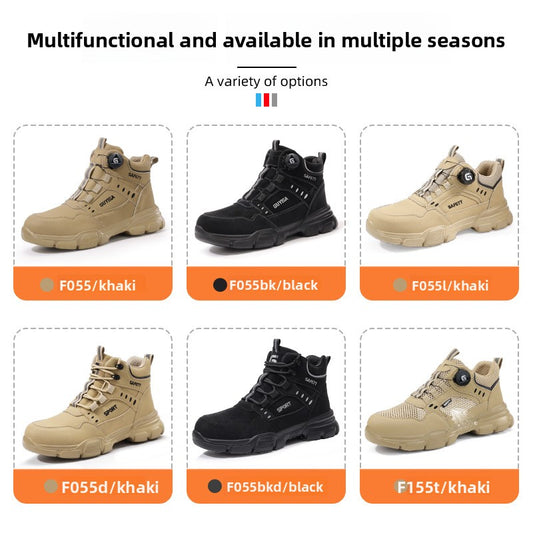 Chaussures de sécurité pour hommes à embout en acier, anti-perforation, légères et dotées d'une boucle intelligente
