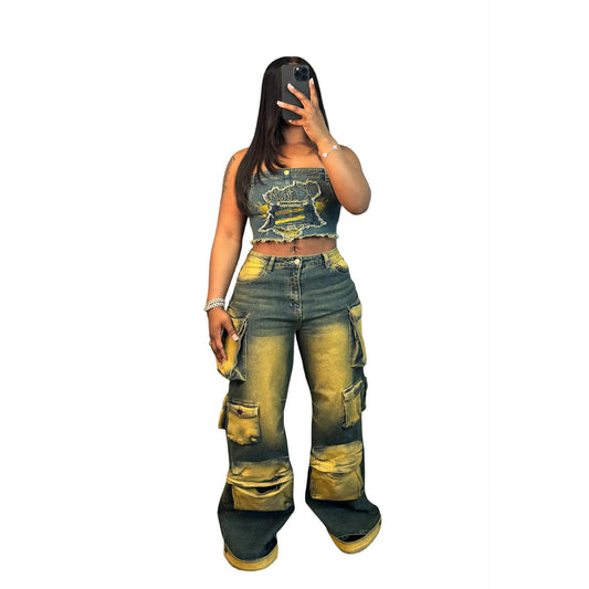 Pantalon de travail ample en denim