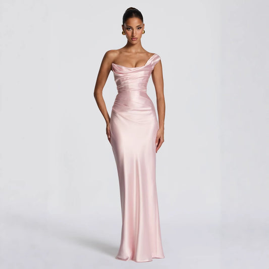 Robe de soirée sans manches à une épaule