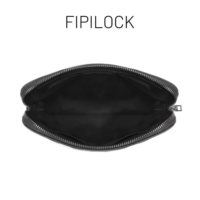 Pochette en cuir véritable avec fermoir empreinte digitale