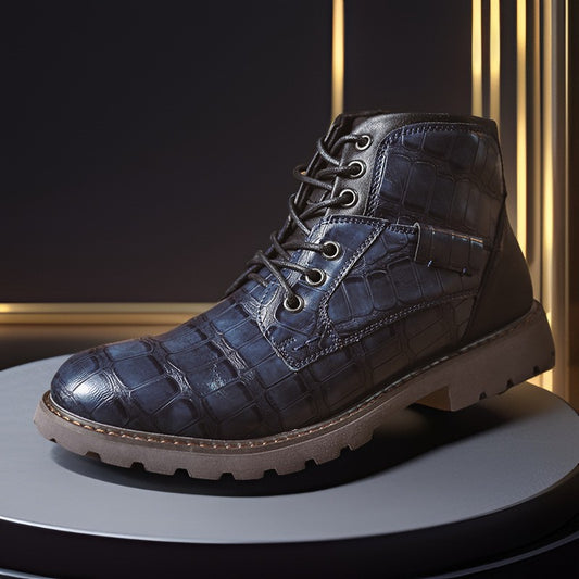 Bottines en cuir vintage pour homme avec fermeture éclair latérale
