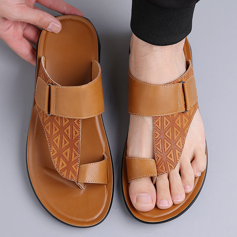 Sandales en cuir pour hommes à bout ouvert décontractées