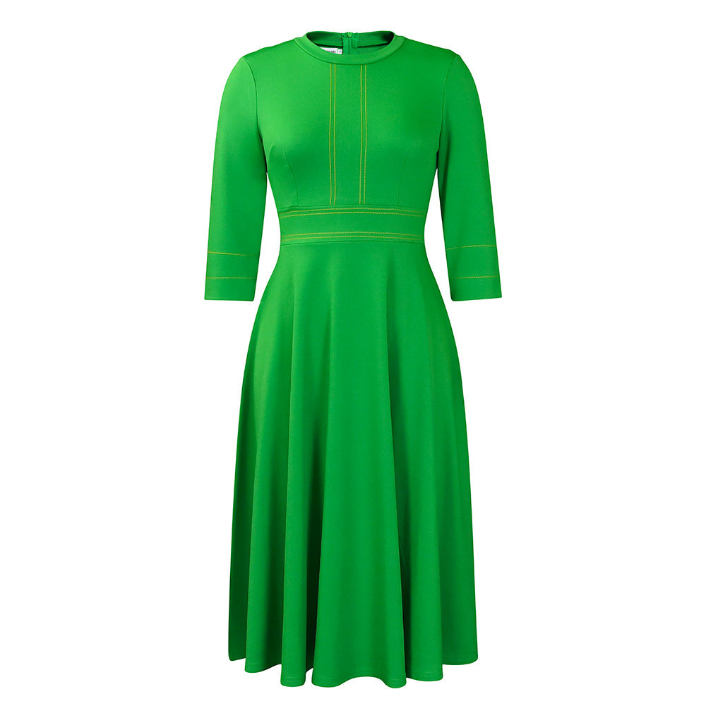 Robe trapèze à manches courtes pour femme