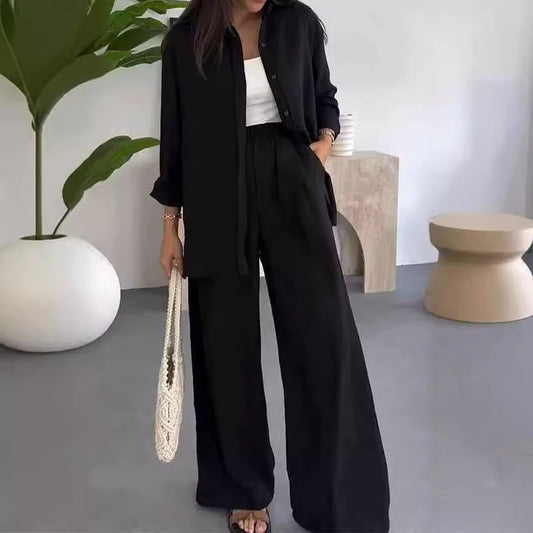 Ensemble deux pièces pour femmes avec pantalon large décontracté