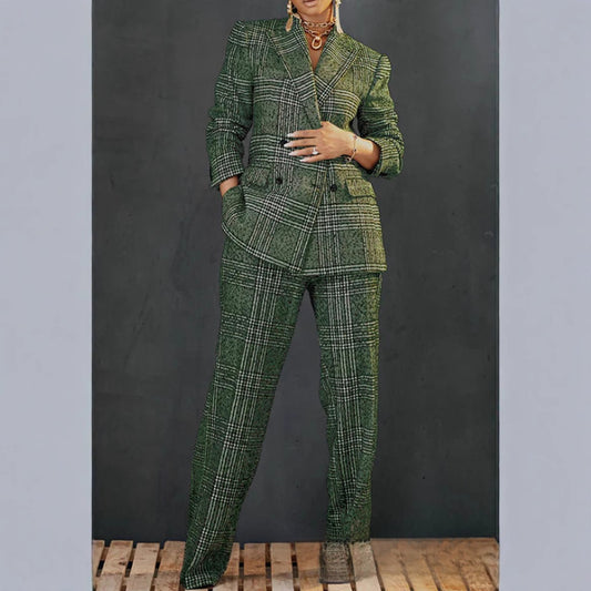 Veste et pantalon femme à carreaux