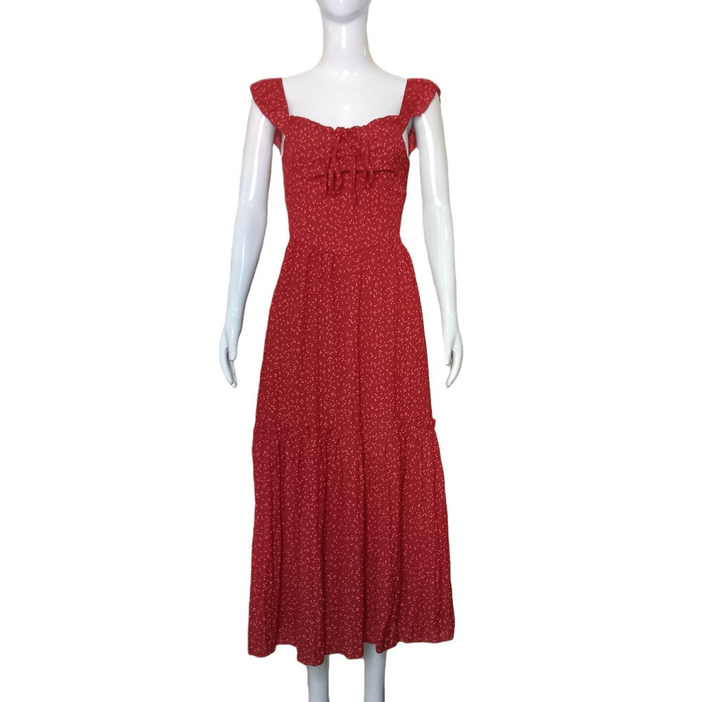 Robe carrée à motifs floraux pour femmes avec col halter