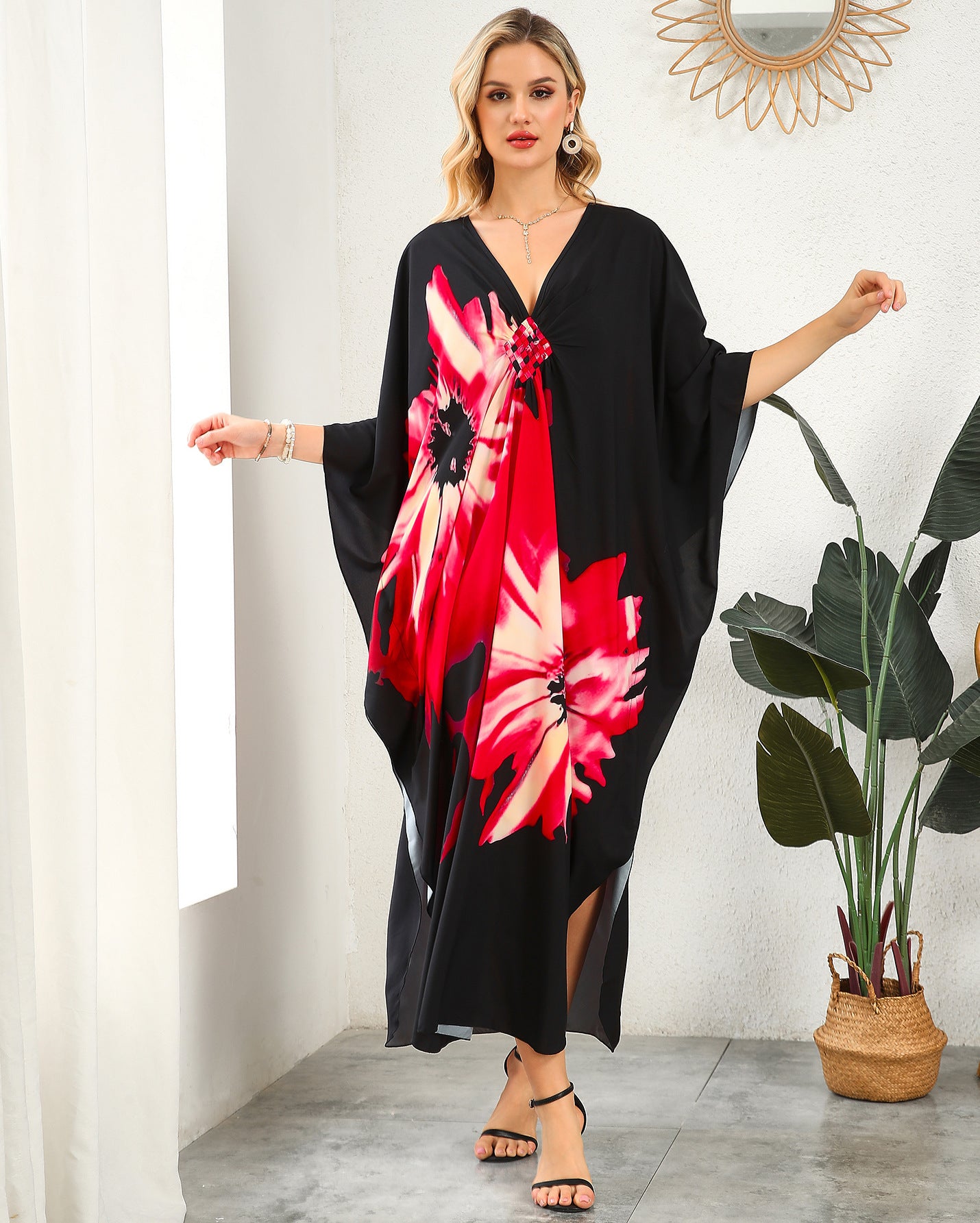 Robe de plage à encolure en V tissée